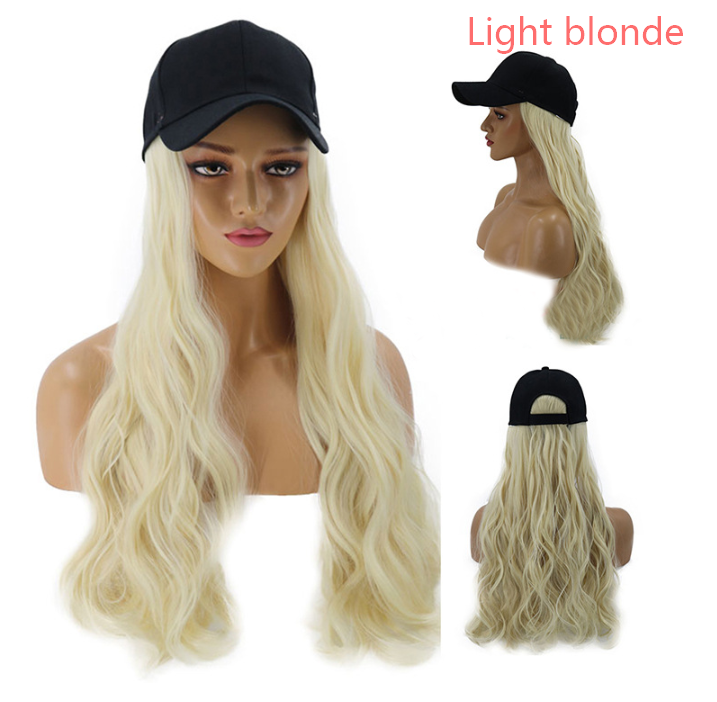 Hat wig one female wig female long hair natural fashion long curly hair big wave Light Blonde - Shop at LoveMi