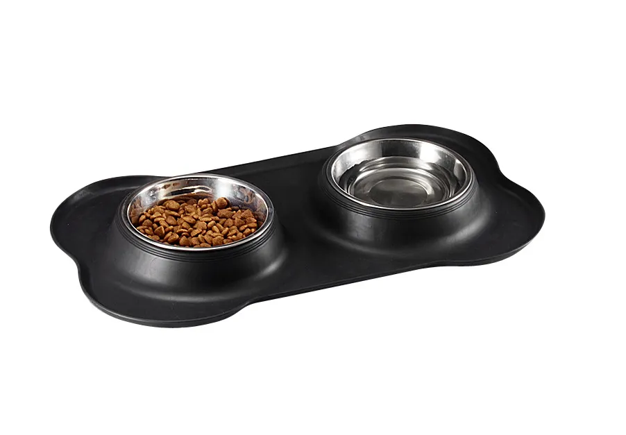 Pet double bowl - Black