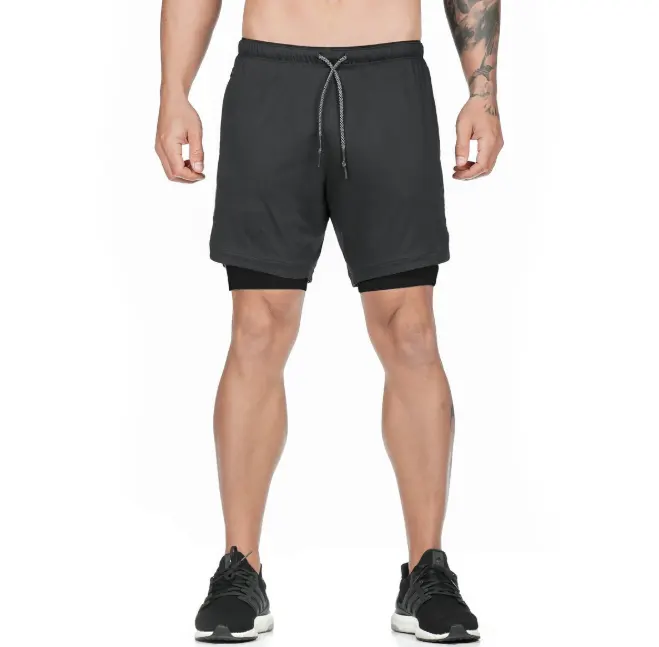 Men's 2-in-1 Sport Shorts Joggers Leisure Integrated Hip Pockets