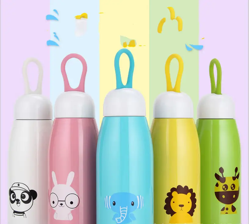Children's Cartoon Sling Cup Stainless Steel Big Belly Cup
