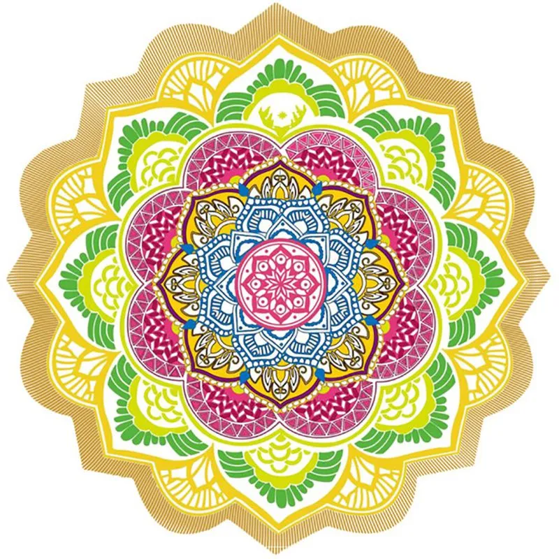 Polygon Printing Tassel Round Bath Towel Yoga Mat – image 10