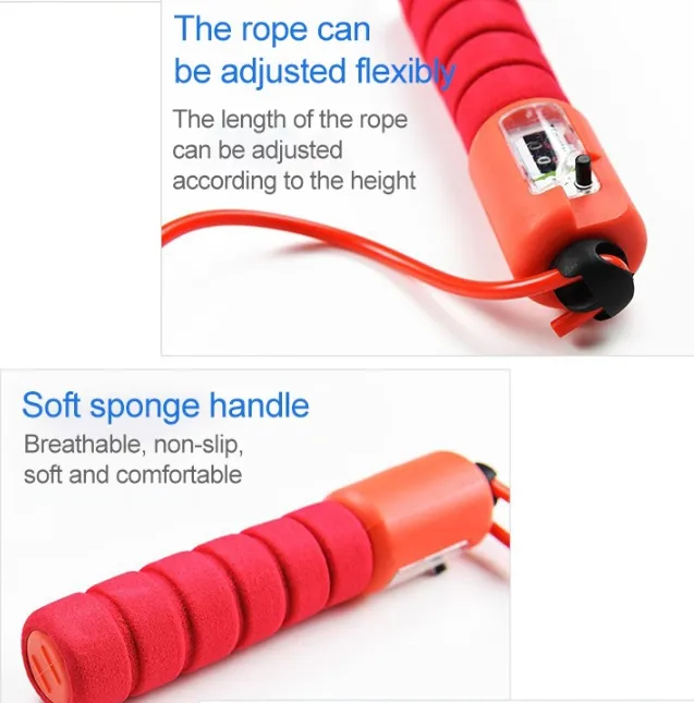 Skipping Rope With Counter Adjustable Length Counter Wear-resistant Foam Cotton Handle JumpRope Exercise Portable Sports Training Equipment – image 2