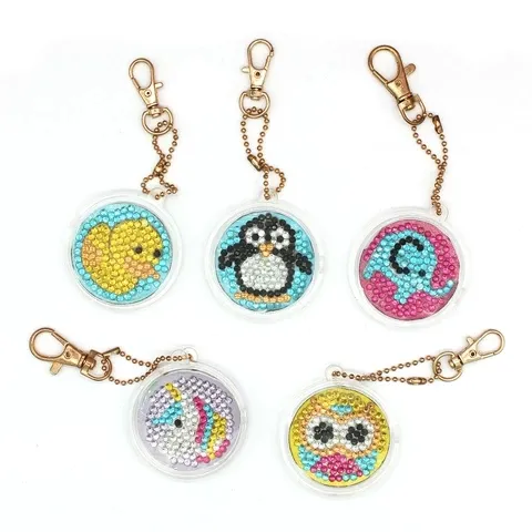 Set Of 5 Mini Pets Key Chains Diamond Painting DIY - Animal 5Pcs