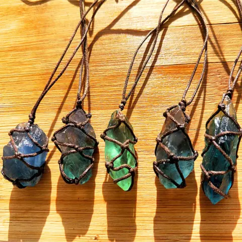 Natural Crystal Fluorite Rough Stone Pendant