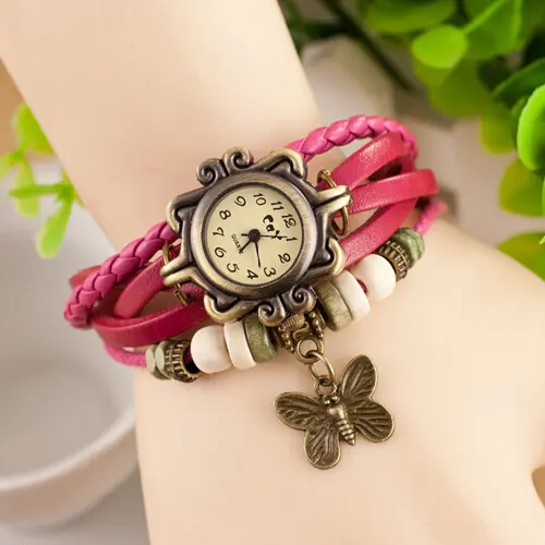 Cowhide Winding Bracelet Watch