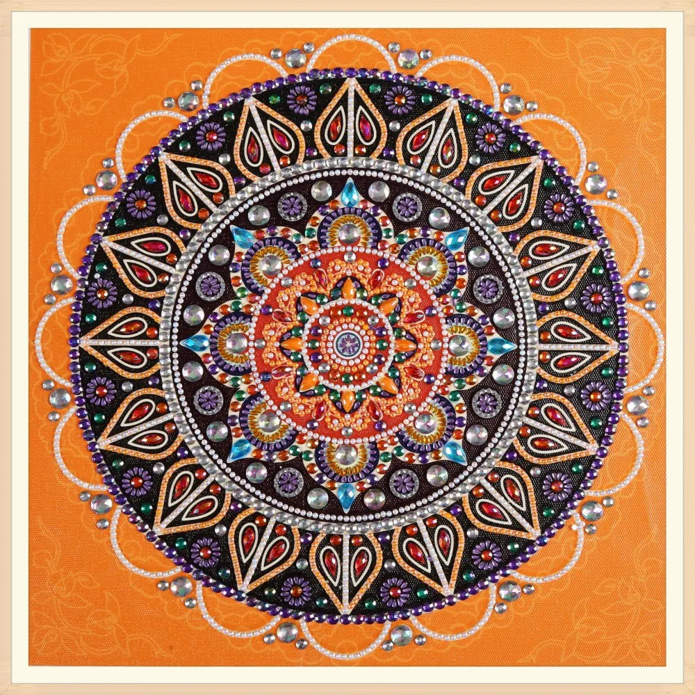 Orange Mandala Special Shape Diamond Painting - No Frame
