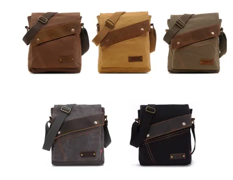 Canvas Bag Men and Women Vertical Crossbody Bag Shoulder