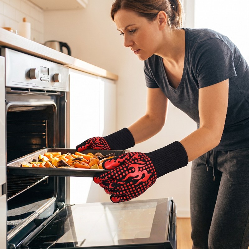 Oven Gloves BBQ - Pizza Extreme Heat Resistant, Food Grade Kitchen Grill