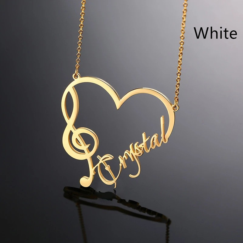 Stainless Steel Heart Pendant With Name Note DIY English Letters Personalized Women's Necklace