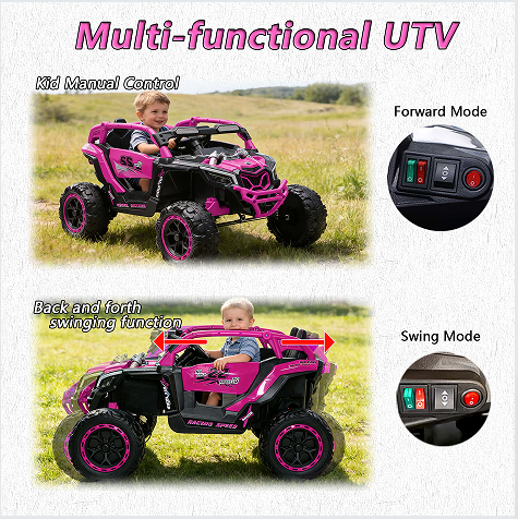 24V 400W Kids Ride On Car UTV W&Parents Remote Control,4-wheel Suspension, 3 Speed, Power Display,Bluetooth,MP3,Music,LED Light, Provide A Speed Of 4-8KM&H For Kids 11