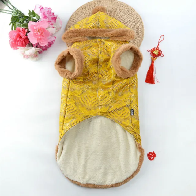 New Year's Pet Tang Suit Thick Coat For Large Dogs Yellow - Shop at LoveMi