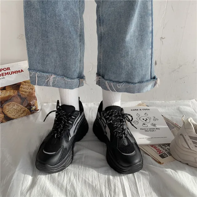 Platform Reflective Sneakers Black - Shop at LoveMi