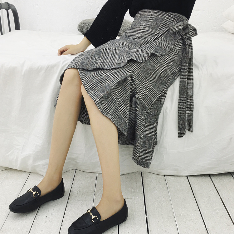 Plaid flounce skirt