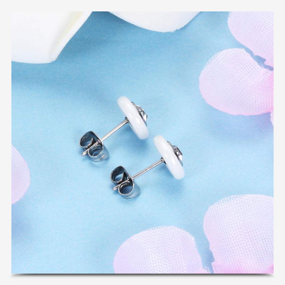 Black and white ceramic stud earrings