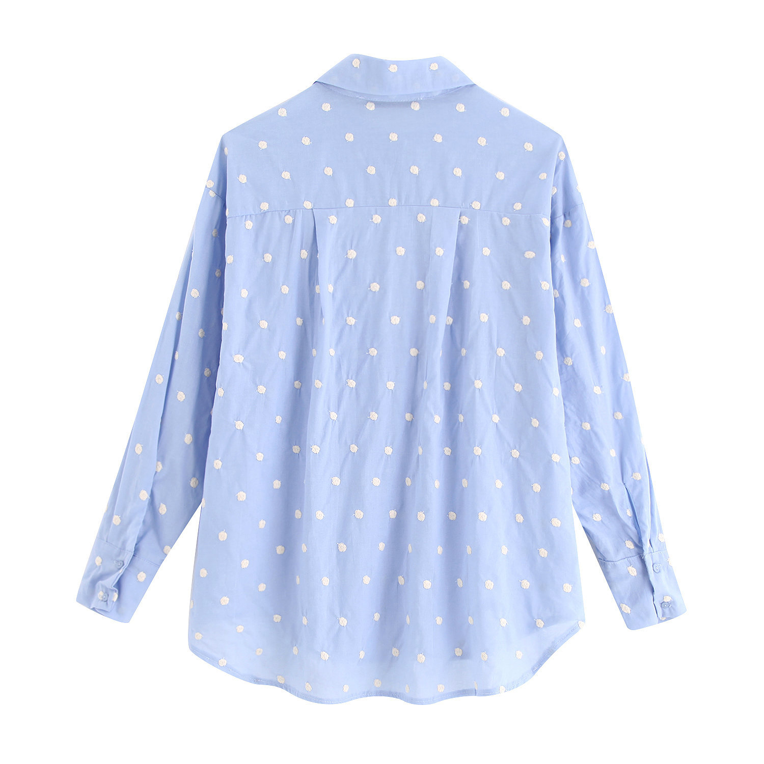 Embroidered polka dot shirt