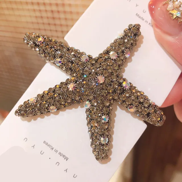 Starfish Hair Clip with Diamonds Grey - Shop at LoveMi