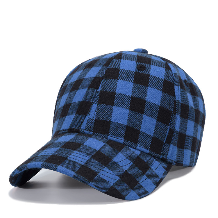 Black Red Check Peak Baseball Hat