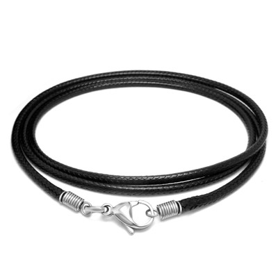 Black Woven Linen Wax Rope Necklace