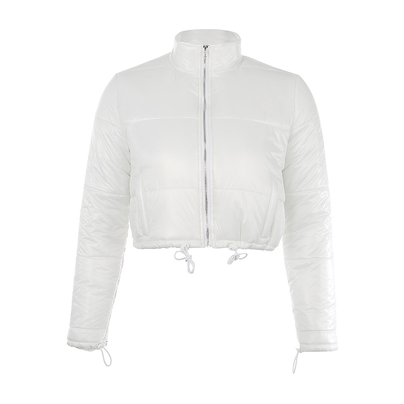 Short warm down jacket with drawstring White - Shop at LoveMi