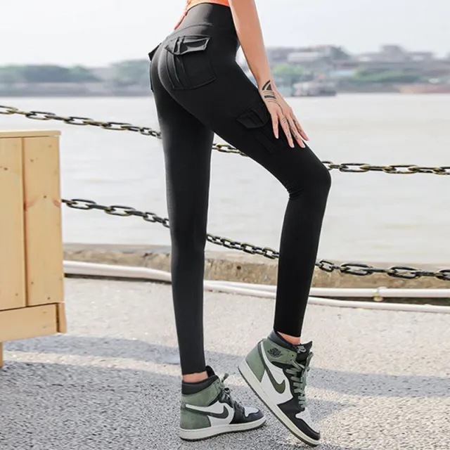 High Waist Leggings with Pockets Workout Gym Legging Scrunch Butt Yoga Pants Black - Shop at LoveMi