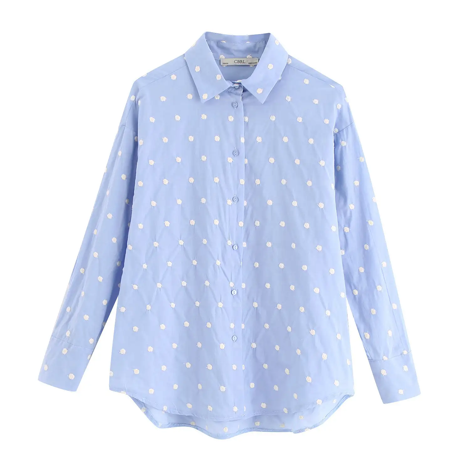 Embroidered polka dot shirt