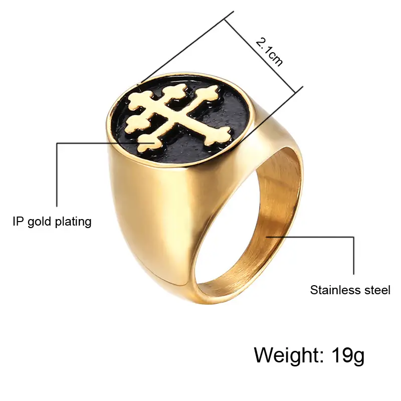Stainless steel ring cross croissant ring