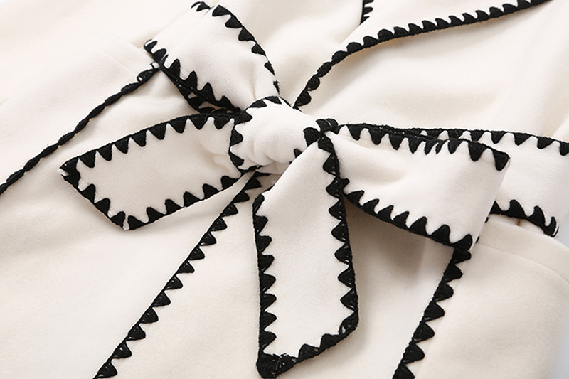 Wave edge suit collar long wool coat Korean slim tie coat