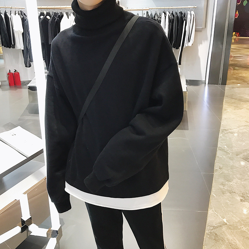 Velvet padded turtleneck sweater