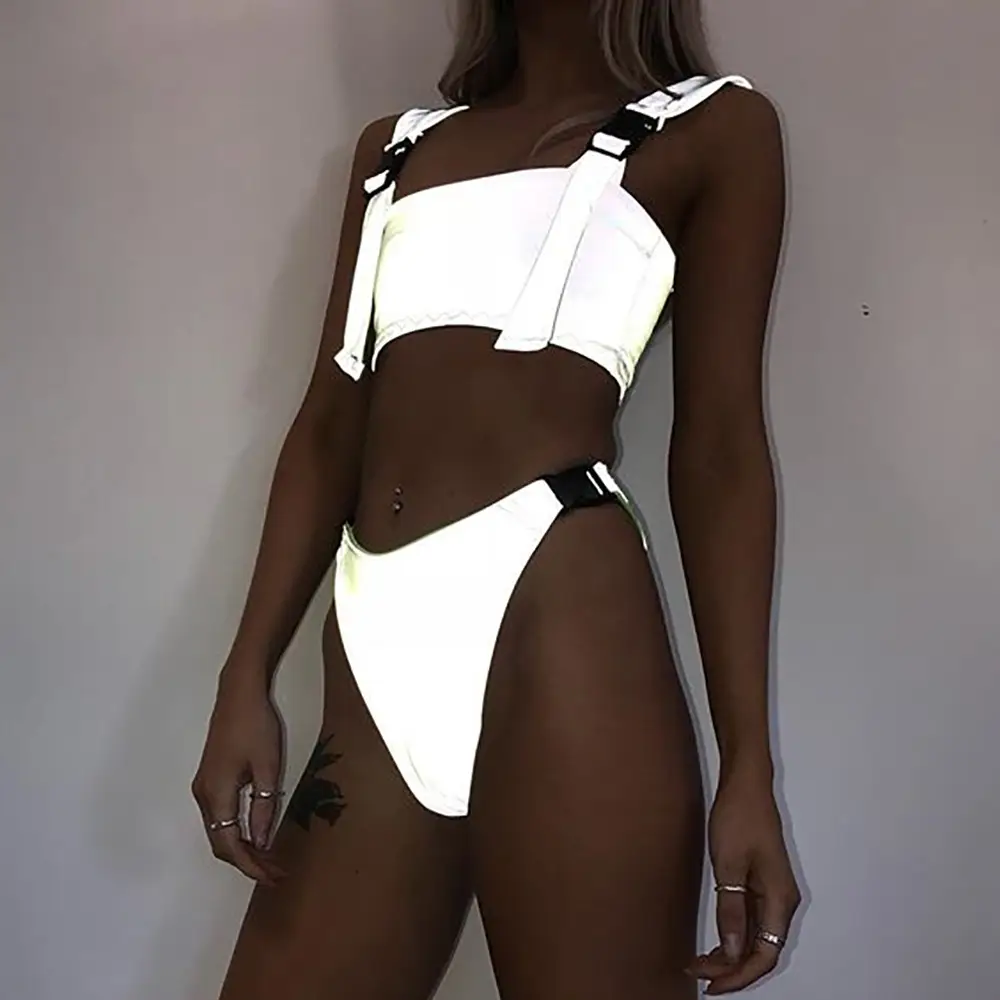 Schoolbag buckle stitching split swimsuit