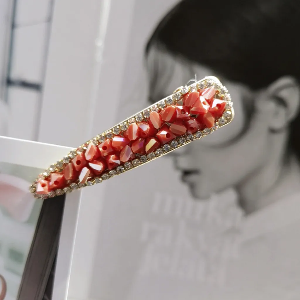 Crystal Duckbill Hair Clip - Orange