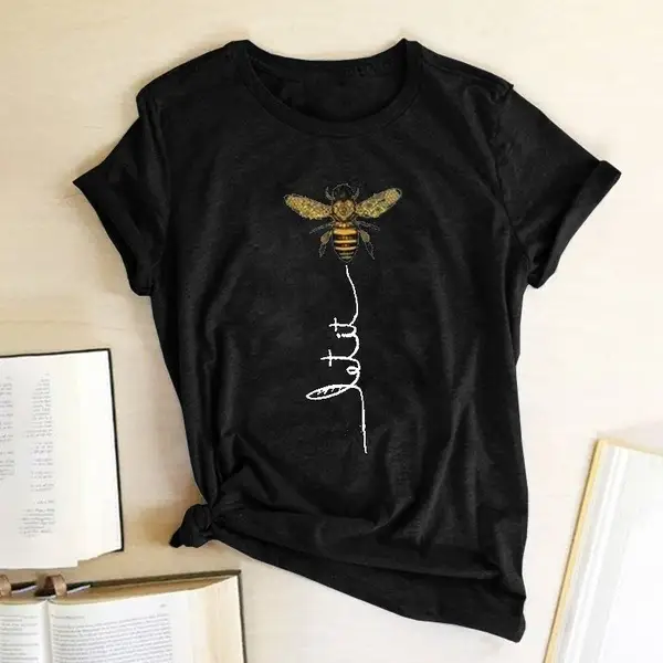 Delicate dragonfly print short sleeves