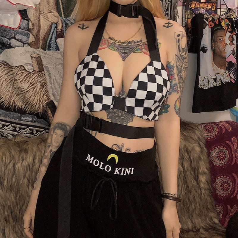 Black and white checked corset