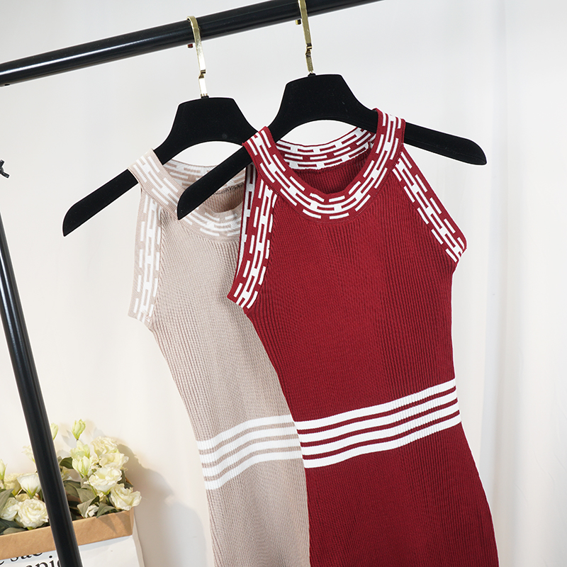 Halter Halter Knit Dress Vest Skirt