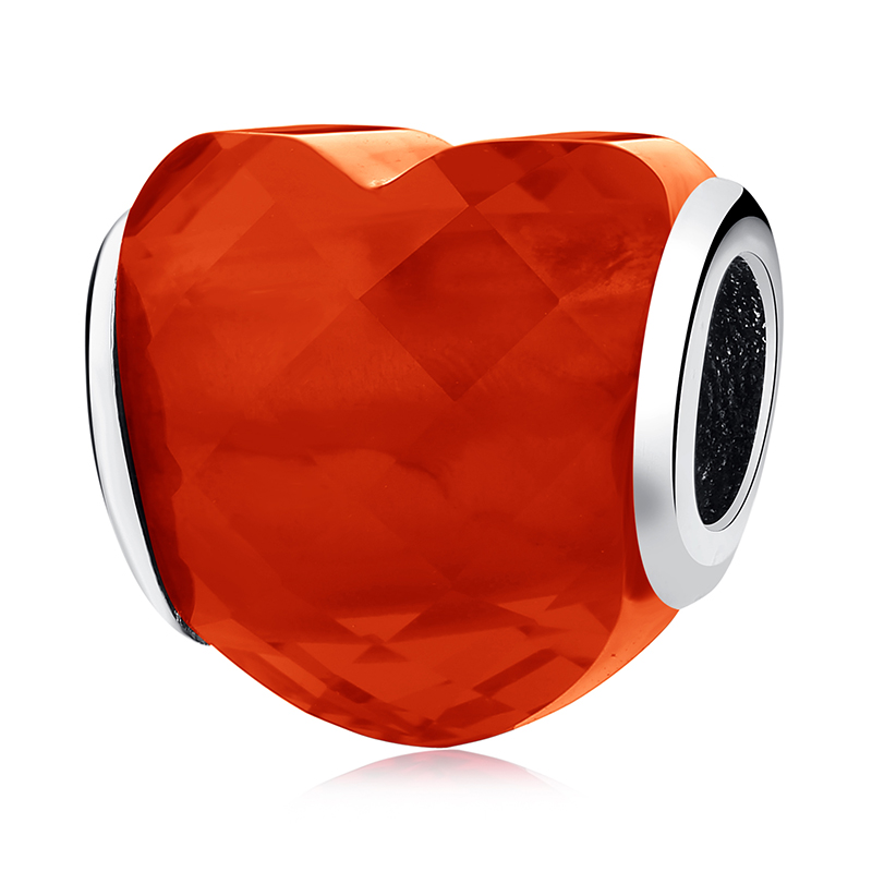 Authentic 925 Sterling Silver Bead Orange Red - Shop at LoveMi