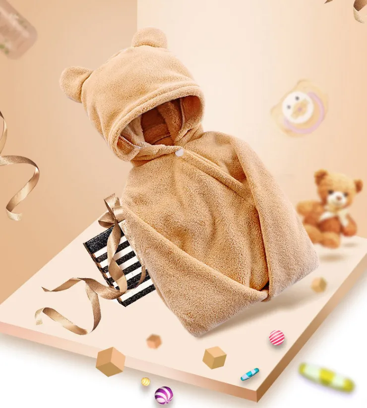 Cotton baby care hooded bath towel – image 7