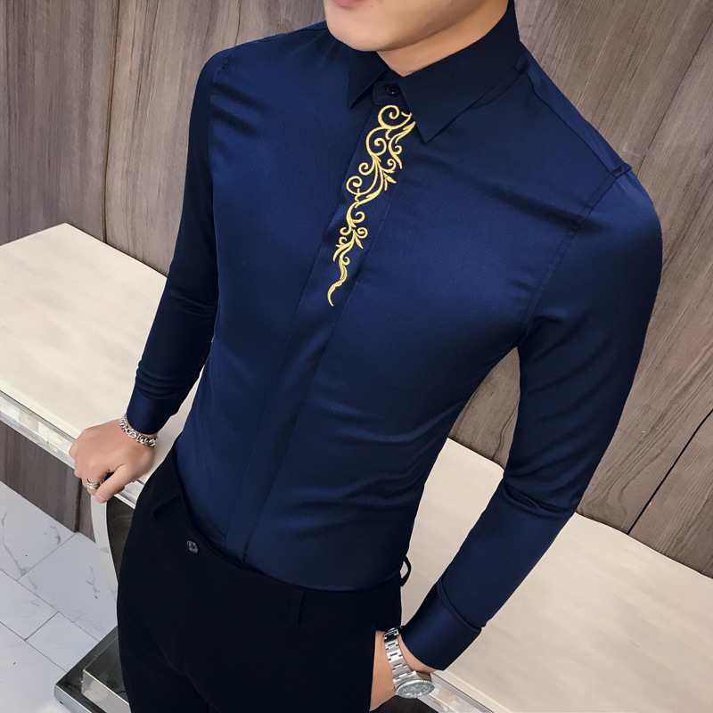 Men's embroidered long sleeve shirt