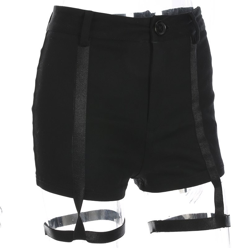Black Elastic High Waist Slim Shorts Black - Shop at LoveMi