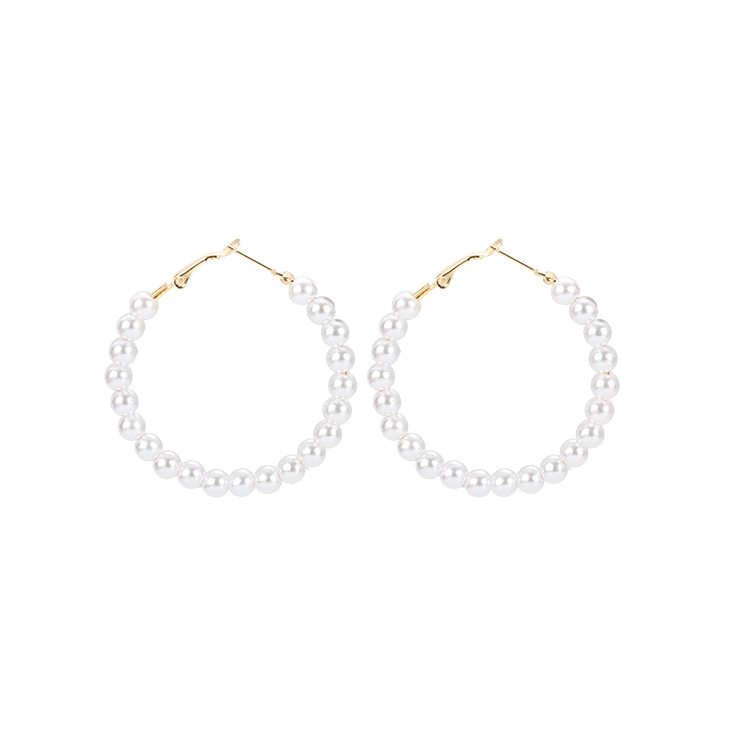 Pearl large circle earrings