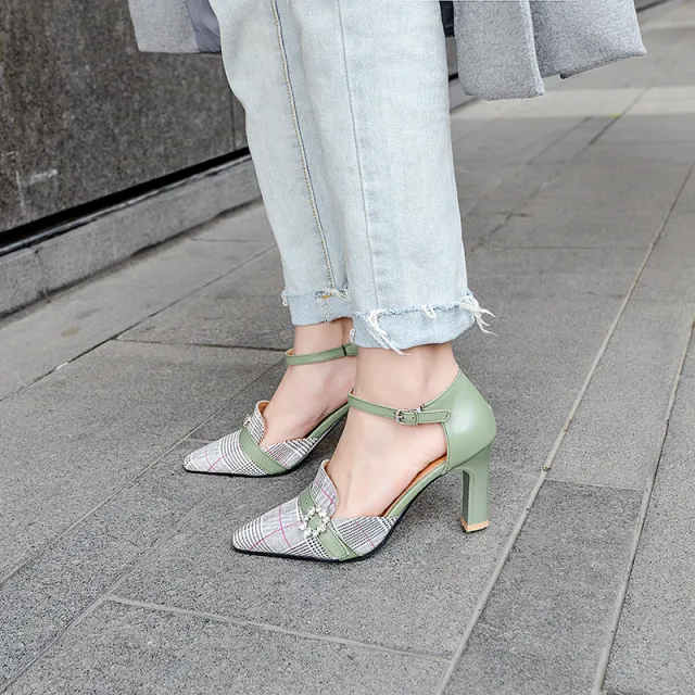Matching plaid heels Green - Shop at LoveMi