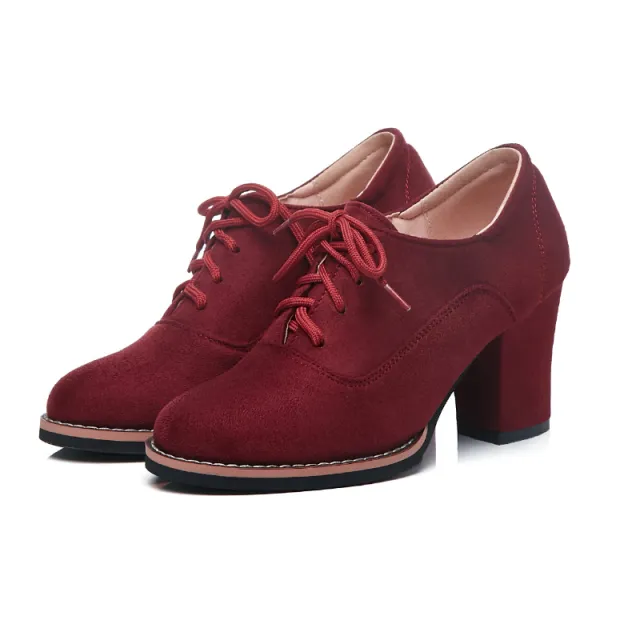 Front lace up nude boots Red - Shop at LoveMi