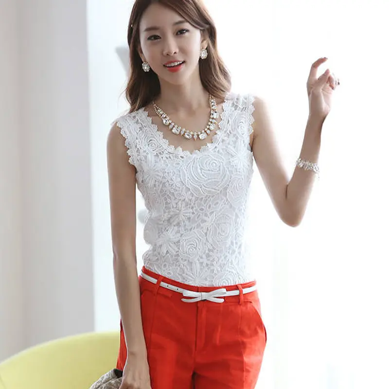 Sleeveless Top with Lace Sling T-Shirt
