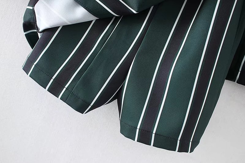 Striped print suit collar jumpsuit