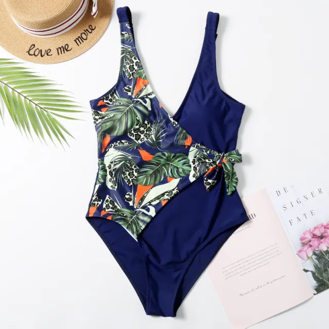 European and American printed one piece bikini Green - Shop at LoveMi