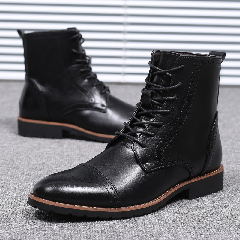 Men's pointed warm martin boots with velvet top boots