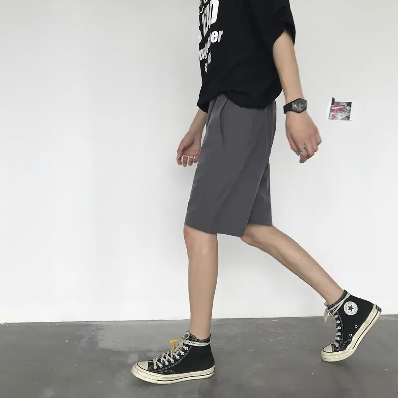 Trendy solid color wild five-point pants