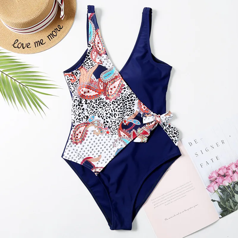 European and American printed one-piece bikini - Leopard