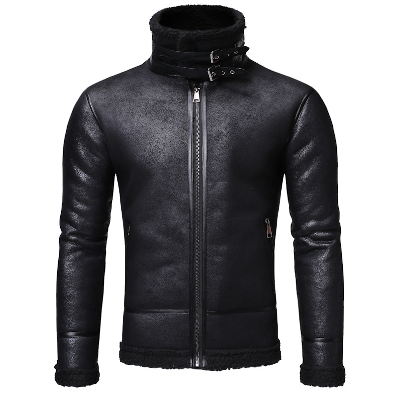 Biker jacket men's leather coat