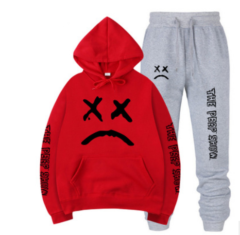 Hooded crew neck sweater with fleece suit