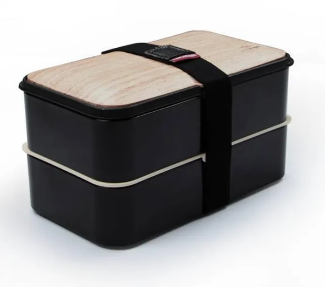 Japanese double layer bento box Black - Shop at LoveMi