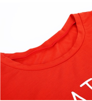 Red Women T-shirt Blessed Print O-Neck